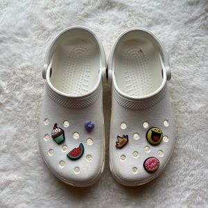 White Crocs With Jibitz